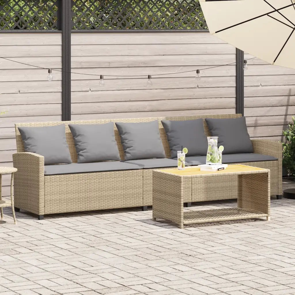 Divano da Giardino con Cuscini a 5 Posti-Sofa da Giardino-Divano da esterno Beige in Polyrattan 937270