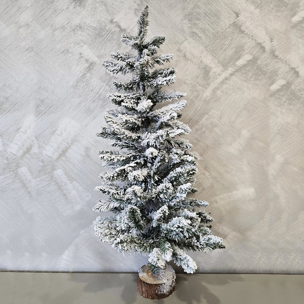 Albero di Natale Innevato 90cm con 90 Rami e Neve Effetto Realistico Base Tronco