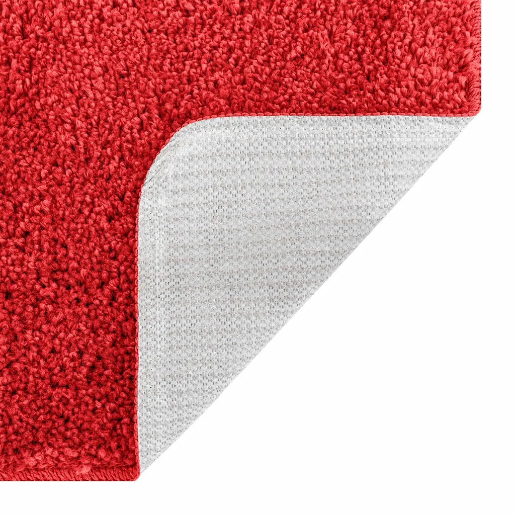 Tappeto Antiscivolo per Bagno con Taglio per Toilette Rosso 4019818