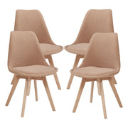Set Fläten di 4 Sedie da Sala con Seduta Imbottita Rivestimento in Tessuto Bouclé Tortora [en.casa]