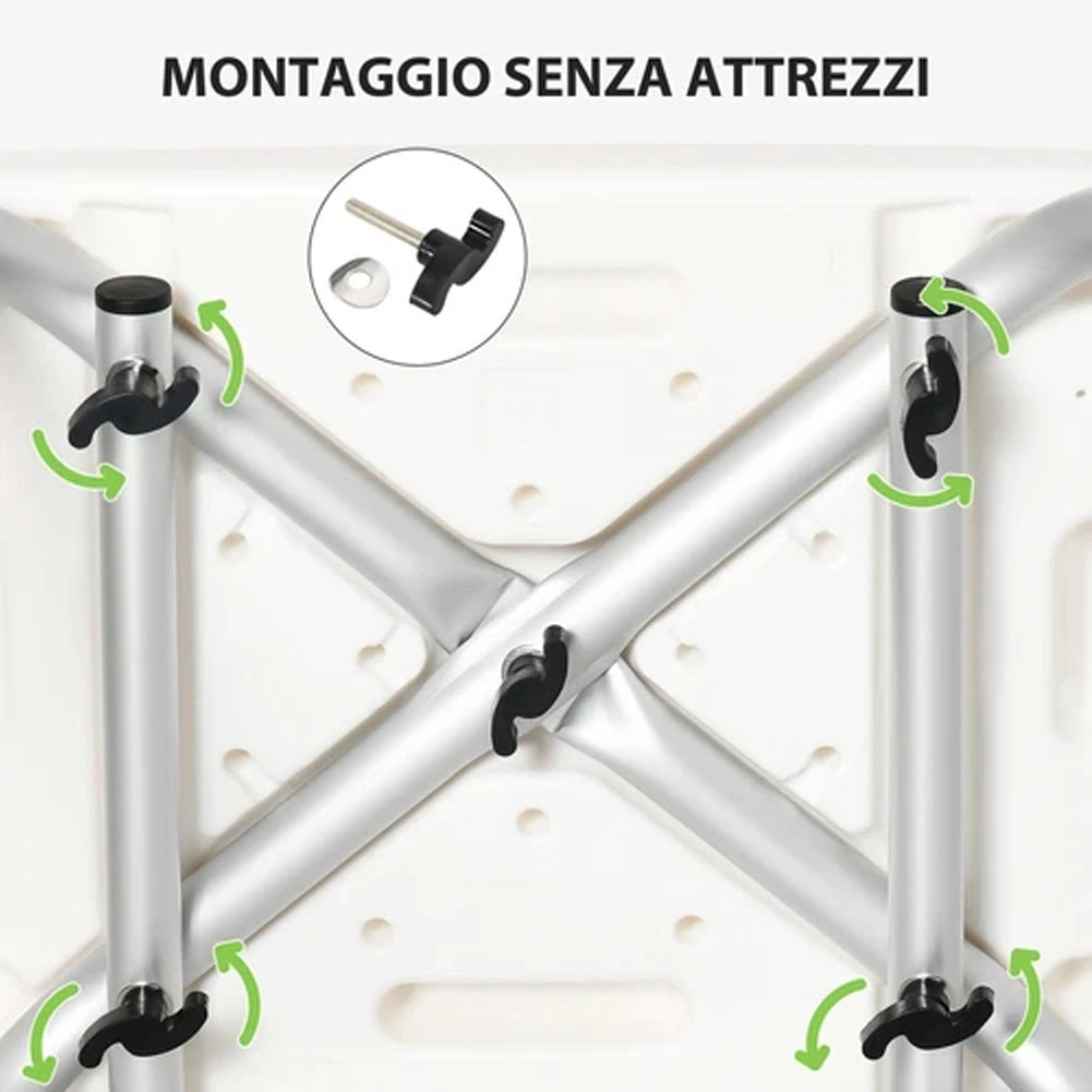 Sedia per Doccia con Altezza Regolabile in 6 Livelli Sedile Bagno Antiscivolo