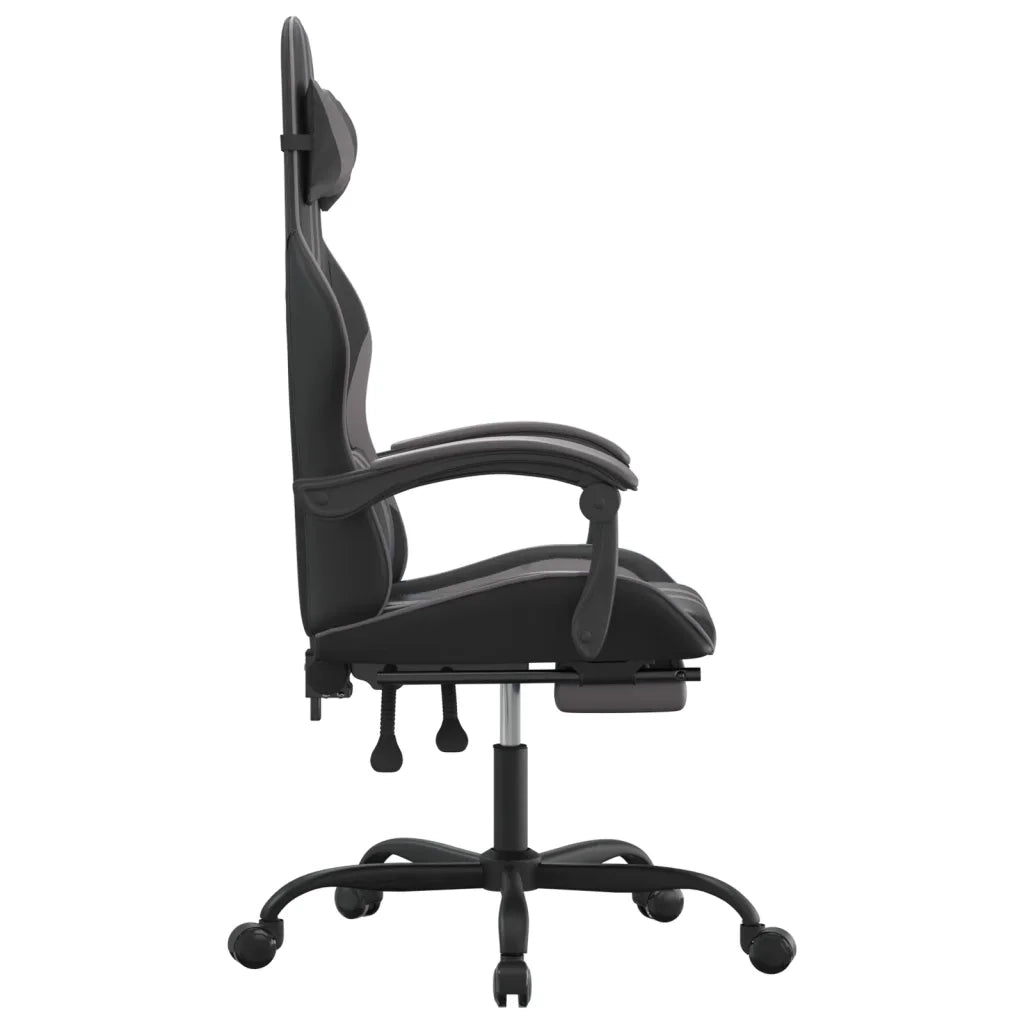 Sedia da Gaming con Poggiapiedi Nero e Grigio in Similpelle 3143834