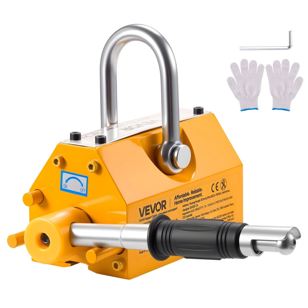 Magnete di sollevamento permanente PM-400 400 kg, sollevatore magnetico al neodimio N42 in acciaio con gancio per officina