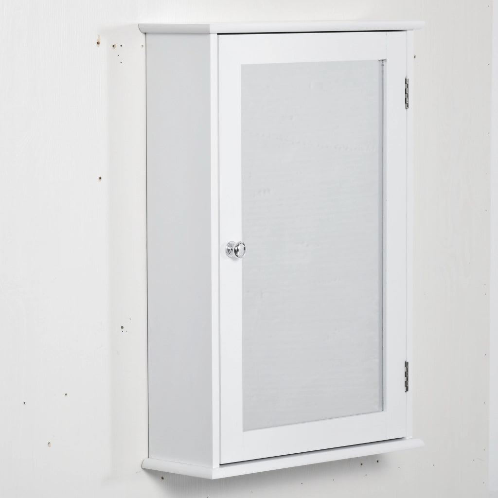 Armadietto a Specchio Bagno Sospeso 41x14x60 cm con Anta Magnetica Ripiano Regolabile in MDF Bianco