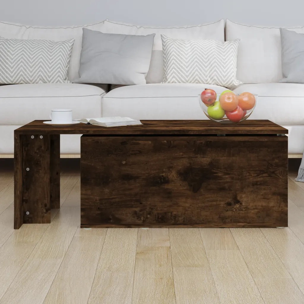 Tavolino da Salotto Rovere Fumo 150x50x35 cm Legno Multistrato 815468