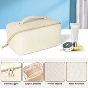 Make-up portatile con grande capacità, impermeabile, organizzatore per bagno con accessori per il bagno, #8 Tessuto intrecciato bianco, Grande