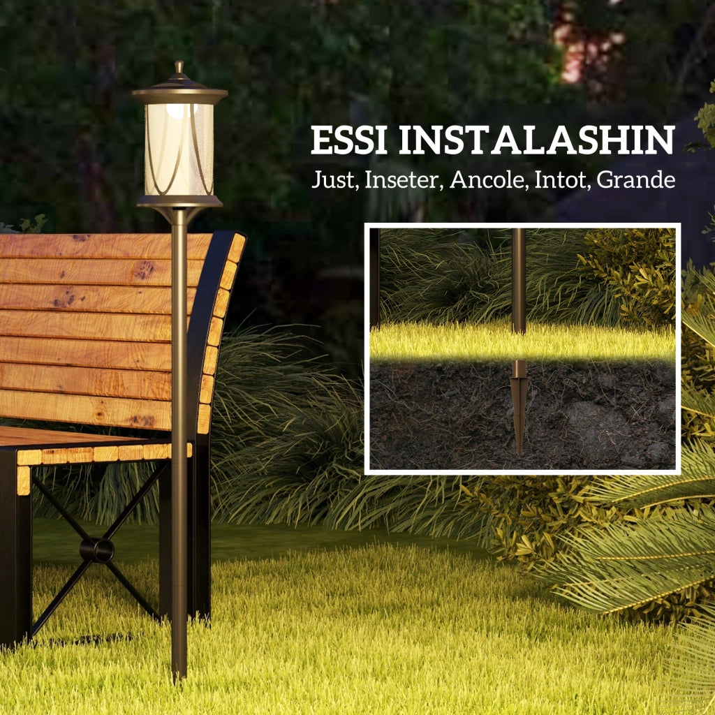 Lampada da Giardino Solare LED Automatica ¨C Zephmum ¨C Nero 17x17x127 cm