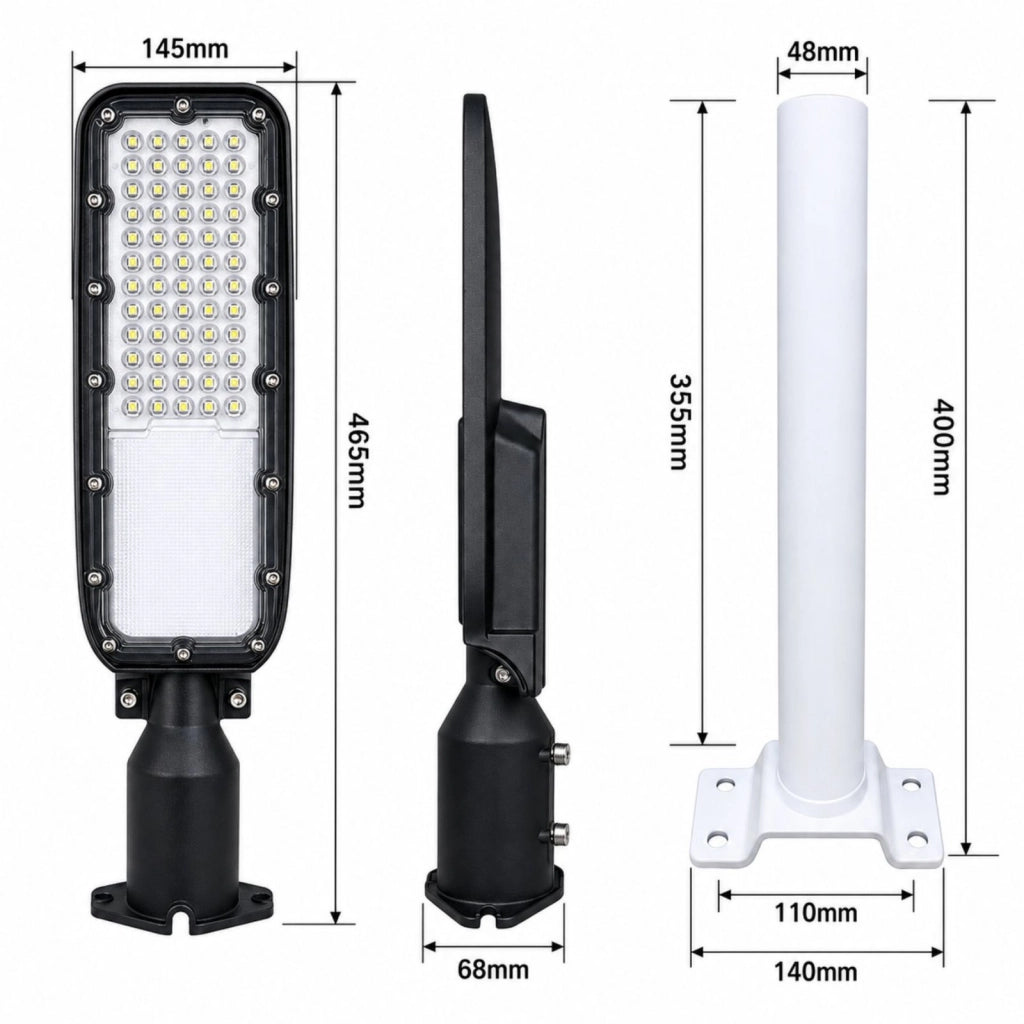 Lampione Stradale Led 100W 10000LM 6500K Street Lamp Per Strada Giardino Villa IP65