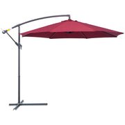 EasyComfort Ombrellone da Giardino 3x2.5 m a Braccio Inclinabile con Manovella, Rosso Scuro