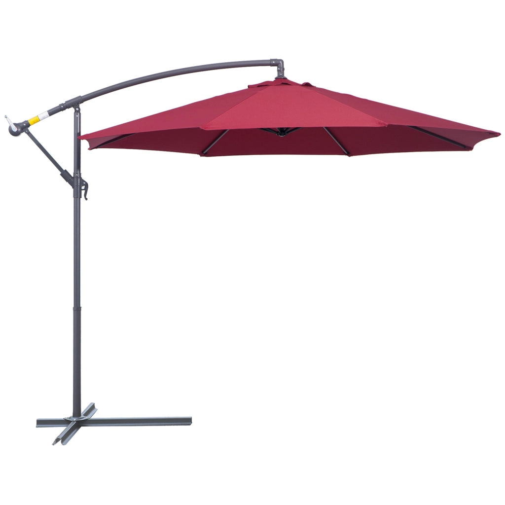 EasyComfort Ombrellone da Giardino 3x2.5 m a Braccio Inclinabile con Manovella, Rosso Scuro