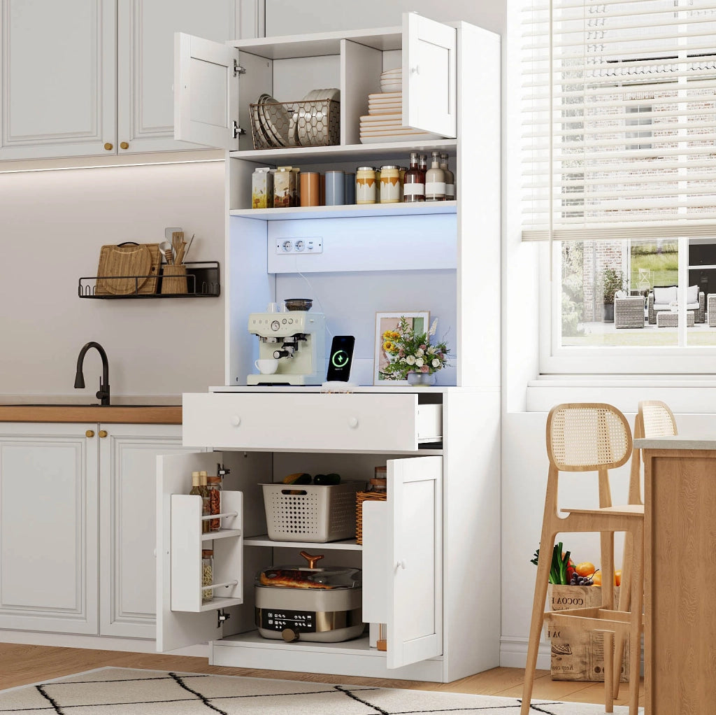 Mobile alto da cucina 72x40x180 cm con LED RGB e prese
