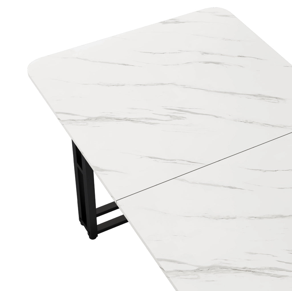 Tavolo da pranzo moderno con gambe in metallo MDF bianco e nero