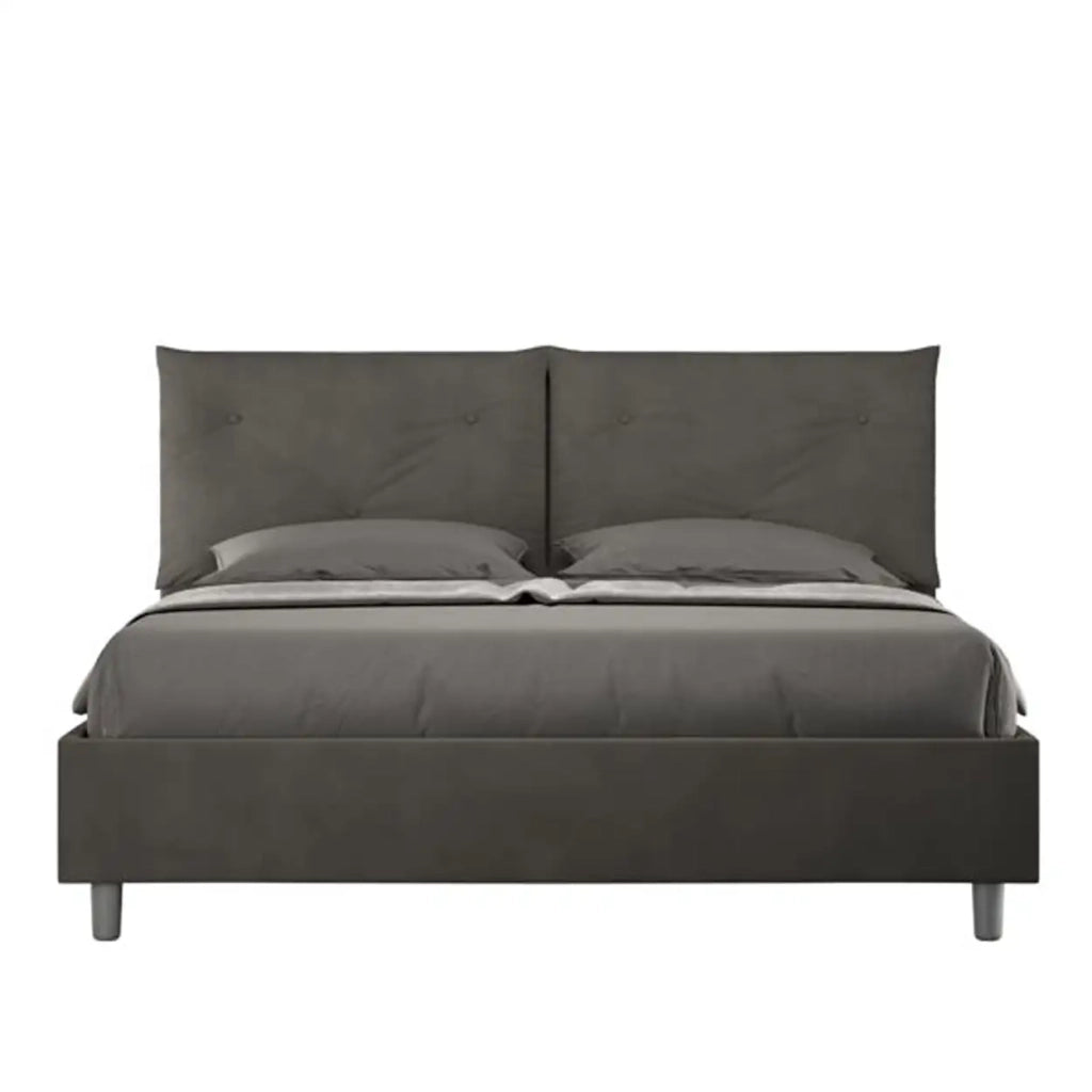 Letto matrimoniale con rete imbottito 160x210 microfibra grigio Appia