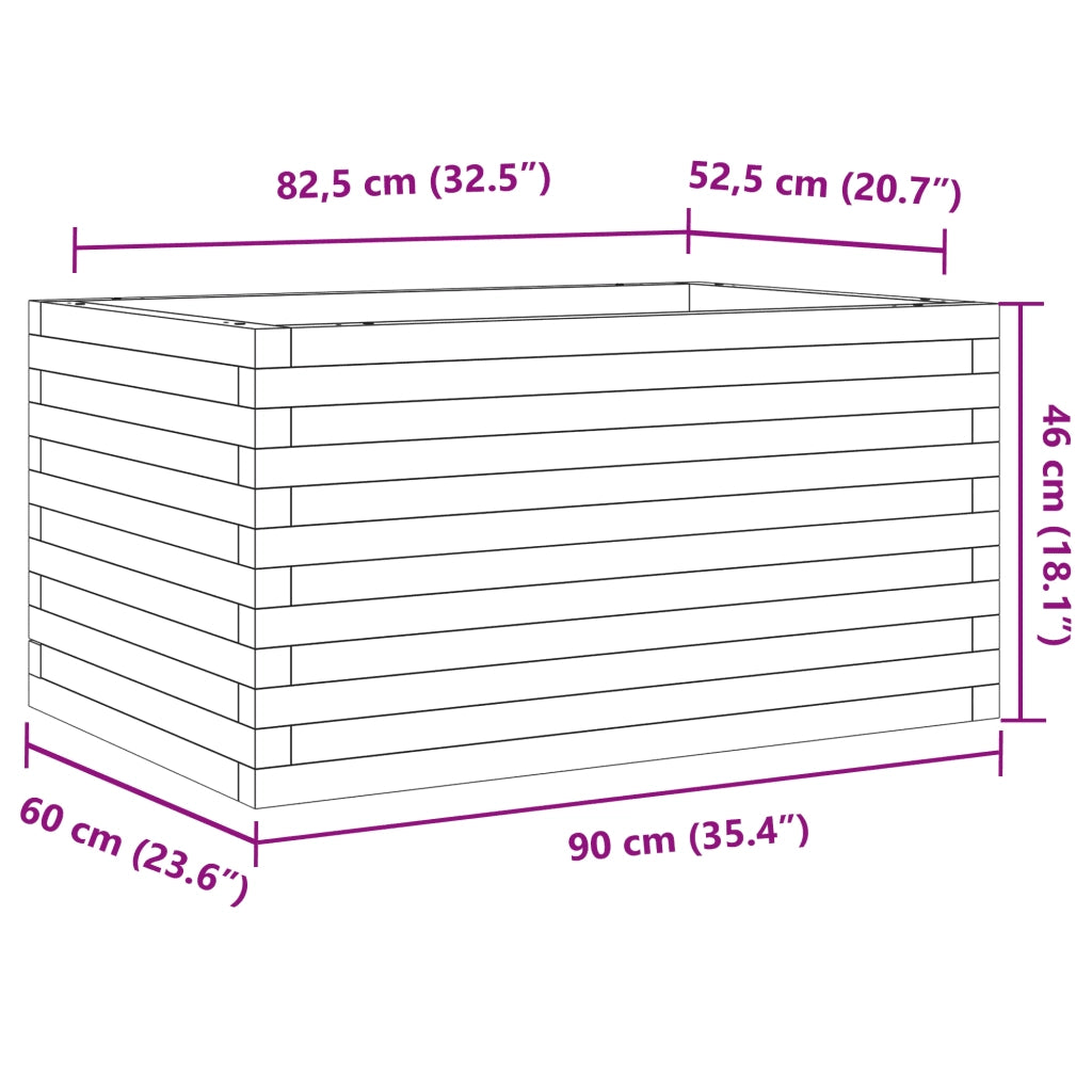 Fioriera da Giardino 90x60x46 cm in Legno di Pino Impregnato 3282458