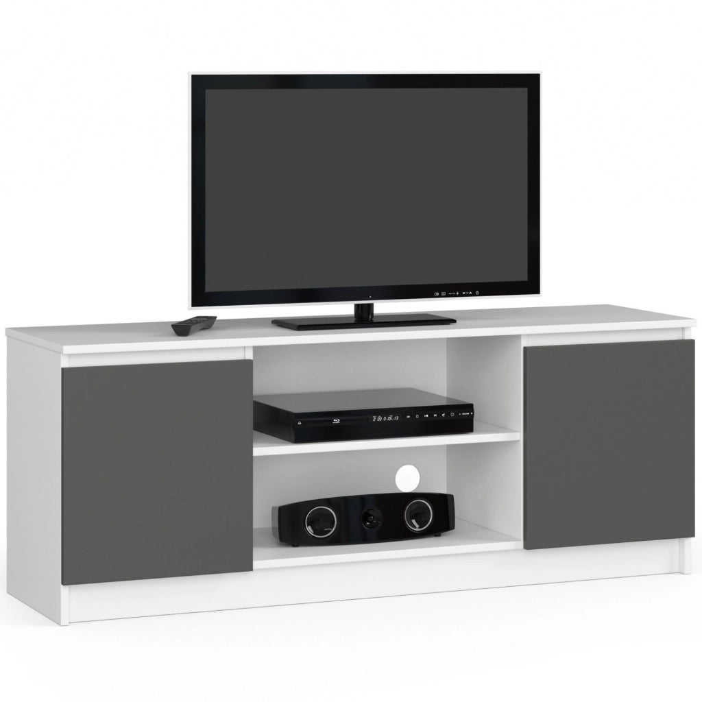 Mobile TV AKORD Bianco 140 cm 2 ante inserto frontale Grigio Grafite 140x40x55 cm