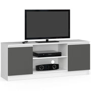 Mobile TV AKORD Bianco 140 cm 2 ante inserto frontale Grigio Grafite 140x40x55 cm
