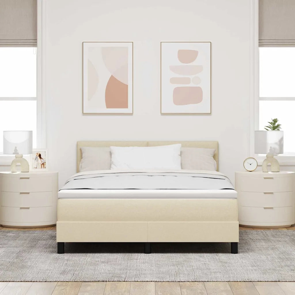Letto a molle con materasso con led Crema 160 x 200 cm Tessuto