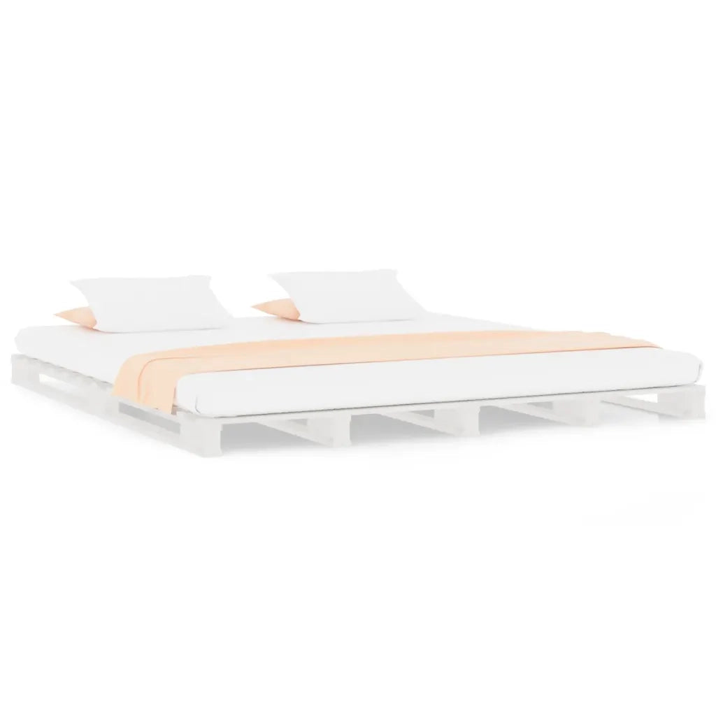 Letto a Pallet Bianco 140x200 cm in Legno Massello di Pino
