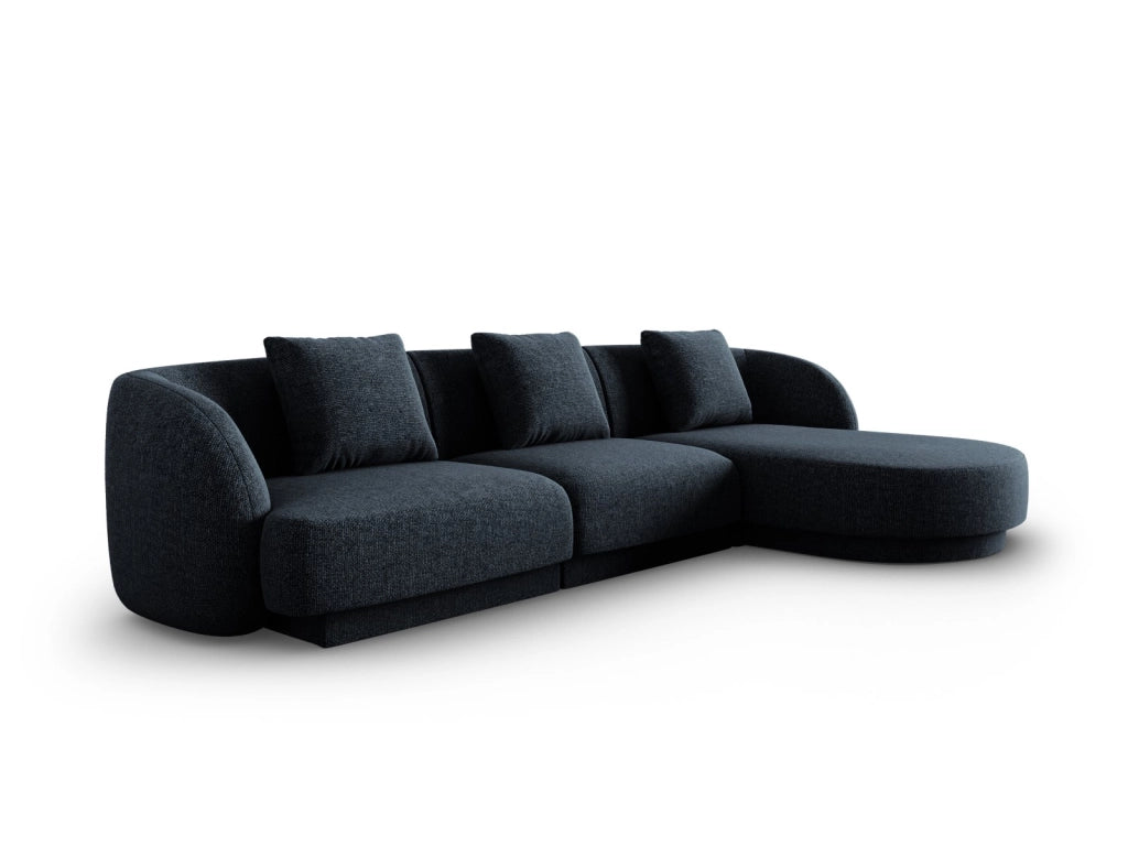 Cosmopolitan Design - Divano angolare destro "Tulum" 4 posti in ciniglia blu reale 