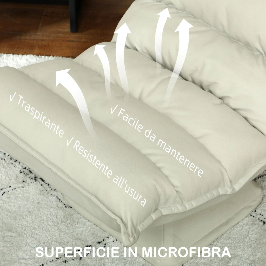 Poltrona in Tessuto Imbottita Girevole a 360¡ã e Reclinabile a 3 Livelli 62x70x95cm, Beige