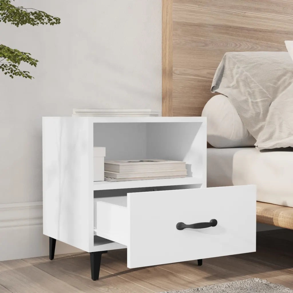 Comodino-Tavolino da notte Bianco in Legno Multistrato 326615