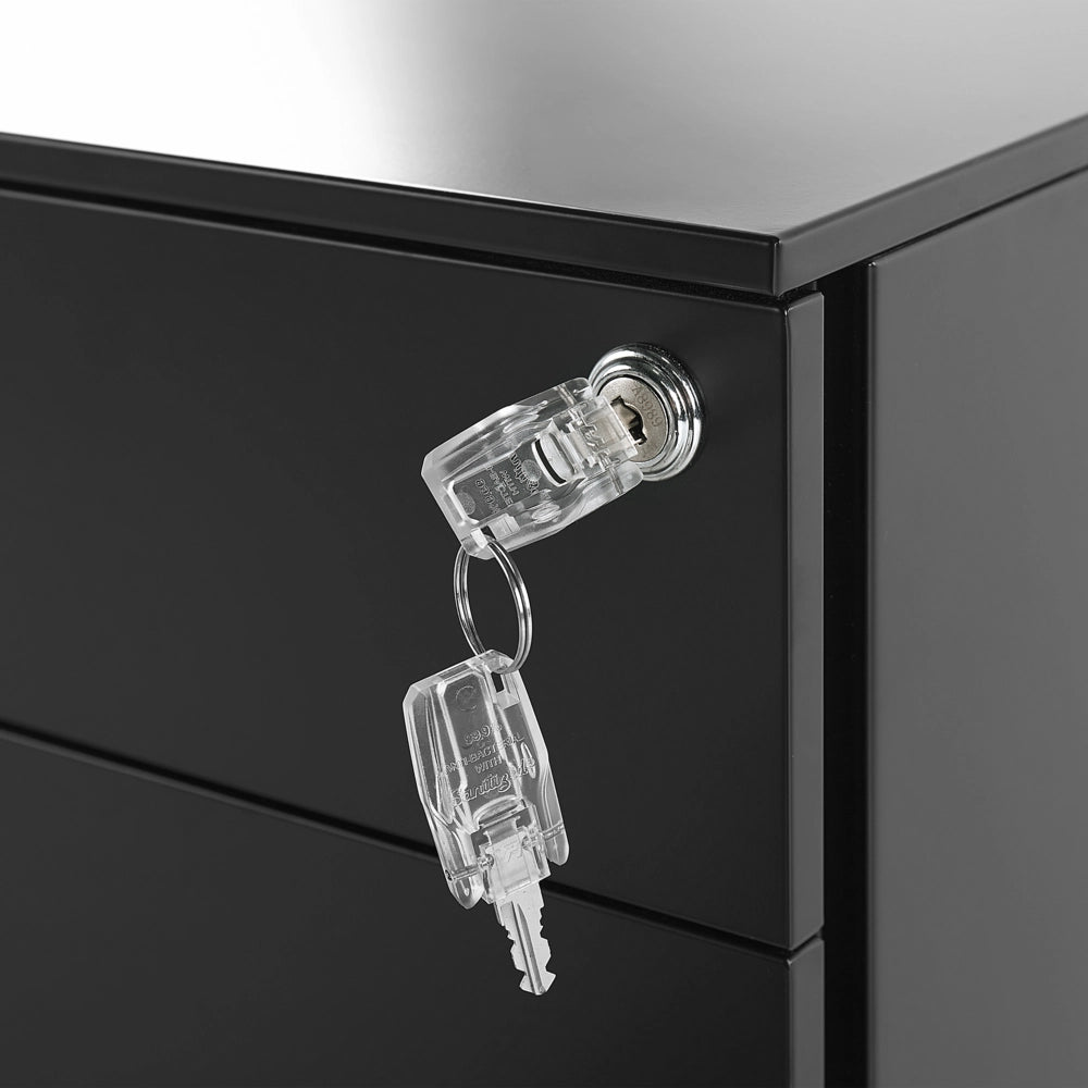 Armadietto mobile contenitore In Metallo Nero Con 3 Cassetti Con Serratura A Chiave Ruote Industriali Moderni Home Office Garage