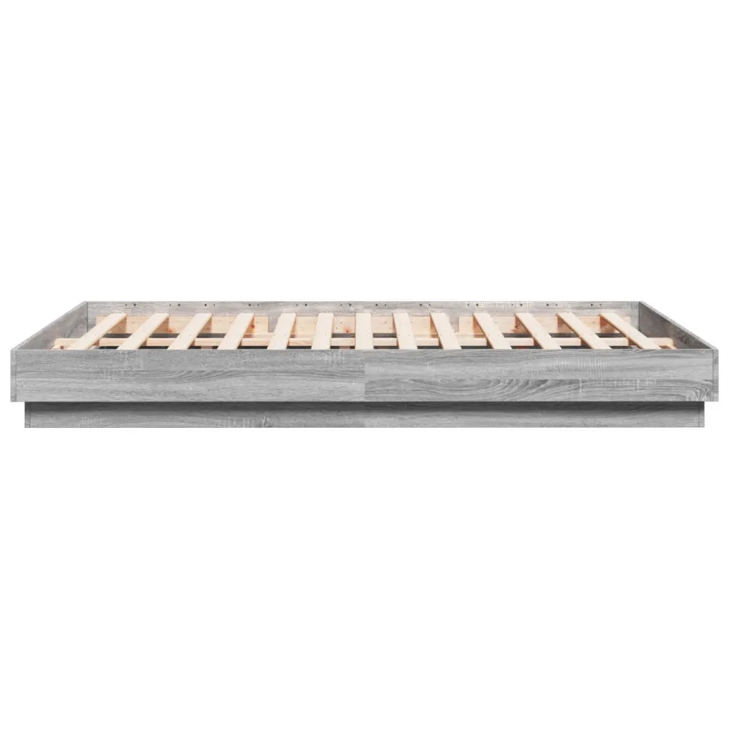 Giroletto con Luci LED-Struttura Letto Grigio Sonoma 140x200 cm