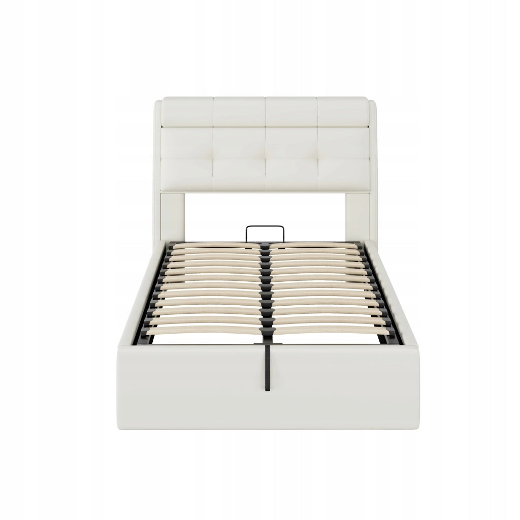 Letto 140x190cm - Xylo - USB, Schowek, Bia?e