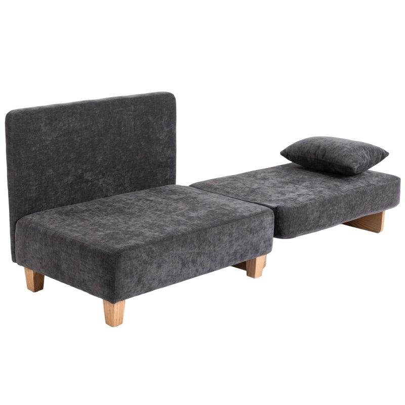 POLTRONA Letto 2-in-1 183 cm Grigio Scuro in Poliestere con 2 Cuscini