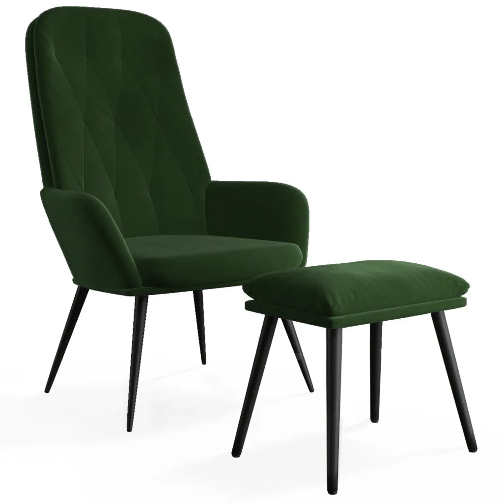 Poltrona Relax con Poggiapiedi Verde Scuro in Velluto 3097621