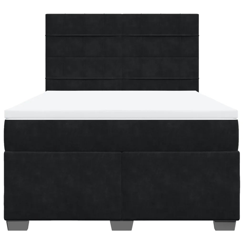 Giroletto a Molle con Materasso Nero 140x200 cm in Velluto 3293232