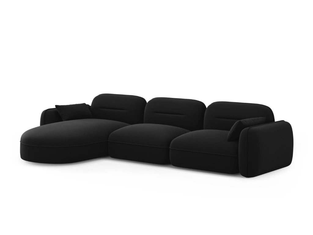 Cosmopolitan Design - Divano angolare modulare sinistro "Sydney" 4 posti in velluto nero 