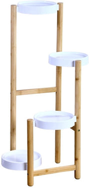 Bloemenstandaard in bambù FSC certificato, dimensioni: B: 48 x H: 78 x D: 42 cm, colore: naturale/bianco | 17276
