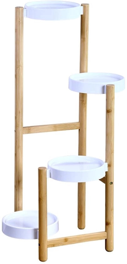 Bloemenstandaard in bambù FSC certificato, dimensioni: B: 48 x H: 78 x D: 42 cm, colore: naturale/bianco | 17276
