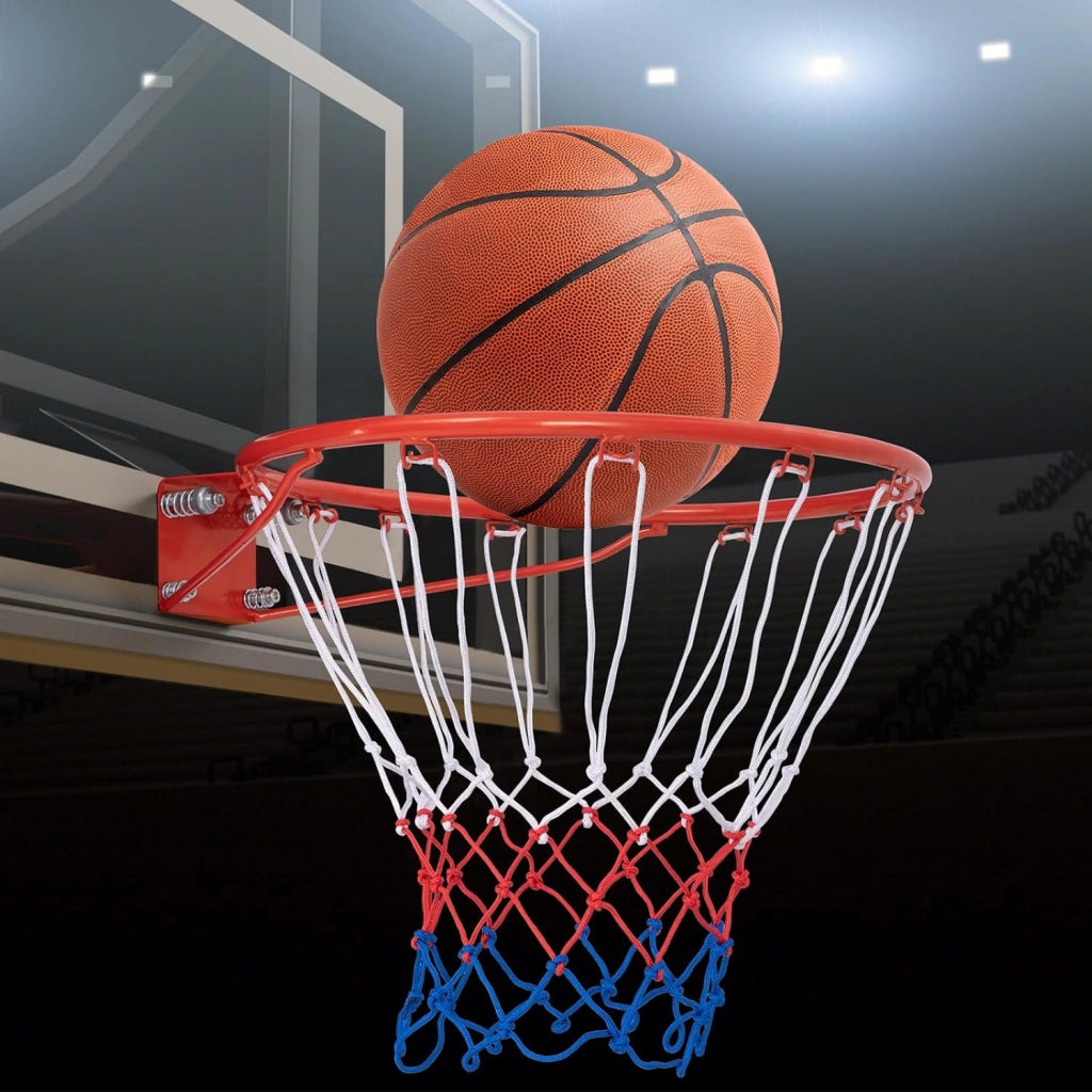Canestro da Basket a Parete, Anello da Pallacanestro da Muro per Bambini e Adulti con Rete Antipioggia, Cerchio Universale da Basket per Interni ed Esterni