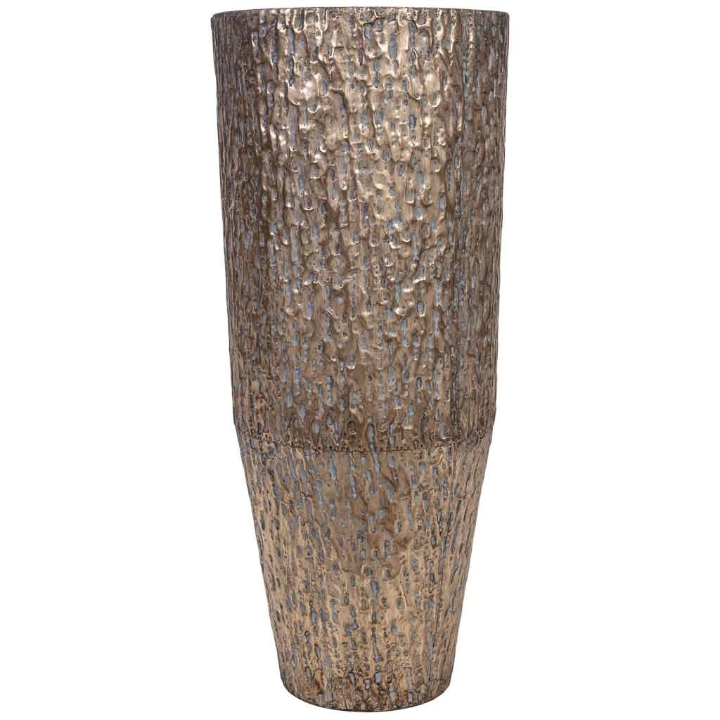Vaso da fiori in metallo dorato 44,5x44,5x100h cm