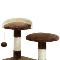 Albero Tiragraffi per Gatti in Peluche e Sisal con Cucce e Pallina 50×50×134.5cm Caffè e Crema