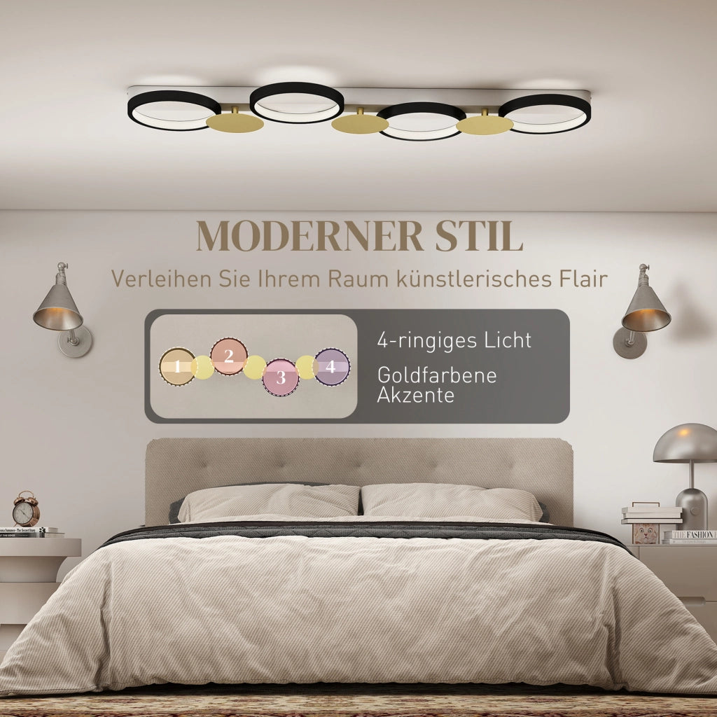 Lampada a LED da soffitto 38W 1500LM 3000K-6500K ¨C zephmum ¨C Nero+Oro