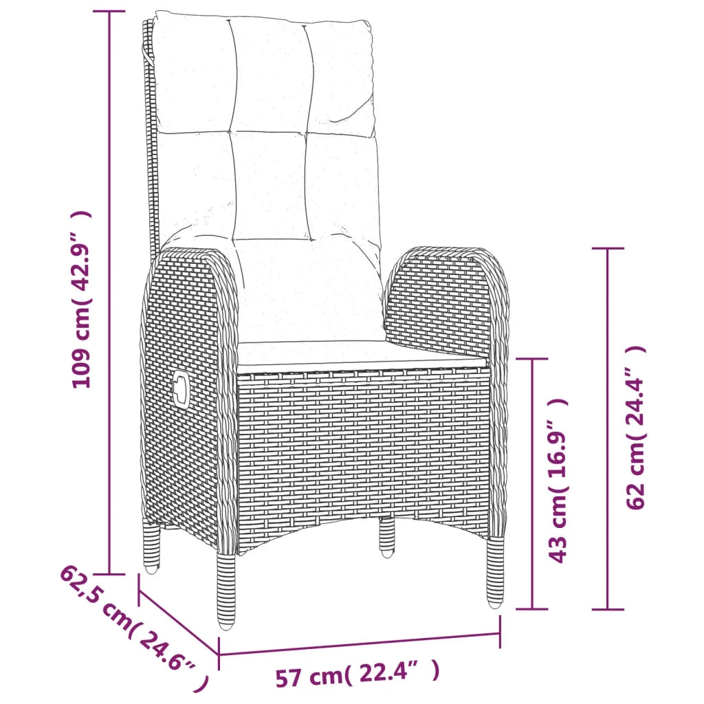 Set da Pranzo da Giardino 9 pz con Cuscini in Polyrattan Grigio 3213529