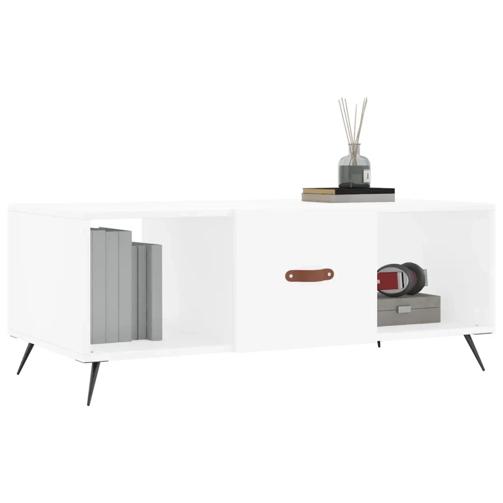 Tavolino da Salotto Bianco 102x50x40 cm in Legno Multistrato 829268