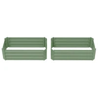 Set di 2 Letti per Orto in Lamiera Ondulata, 100L x 50l x 30H cm, Verde