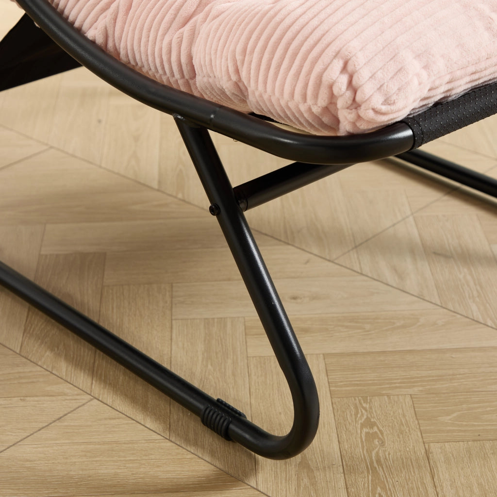 Poltrona Relax da Esterno con Poggiapiedi ¨C MINIMAL ¨C Reclinabile, Cuscini, Nero/Rosa