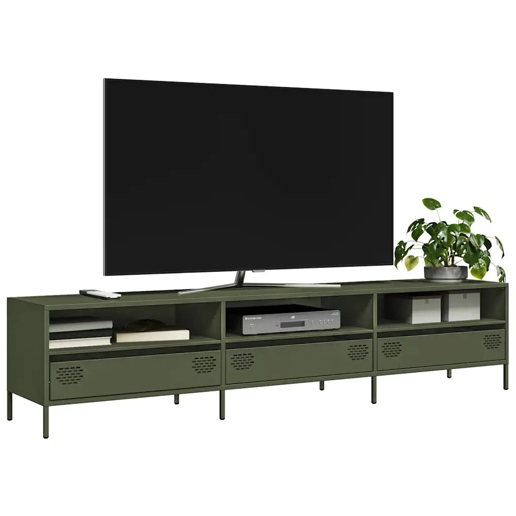 Mobile TV Verde Oliva 202x39x43,5 cm Acciaio Laminato a Freddo 851350