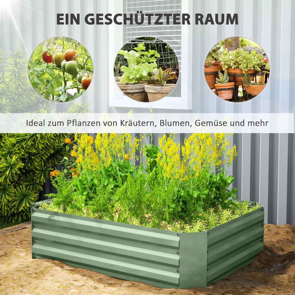 Hochbeet in acciaio zincato per giardino ¨C zephmum ¨C 120x90x30 cm verde scuro