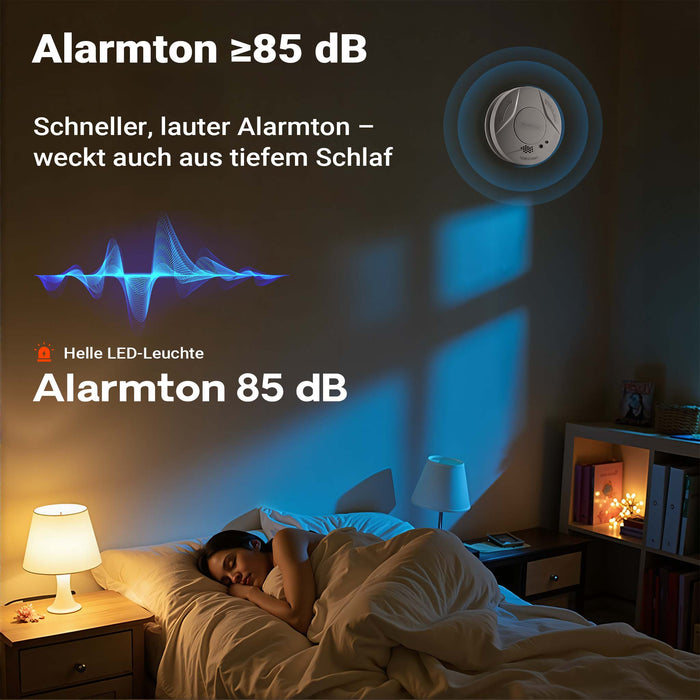 Set 40x Rilevatore di fumo con batteria fissa da 3 V, 10 anni senza manutenzione, allarme antincendio con funzione HUSH, sensore antifumo fotoelettrico affidabile con potenza sonora di 85 dB