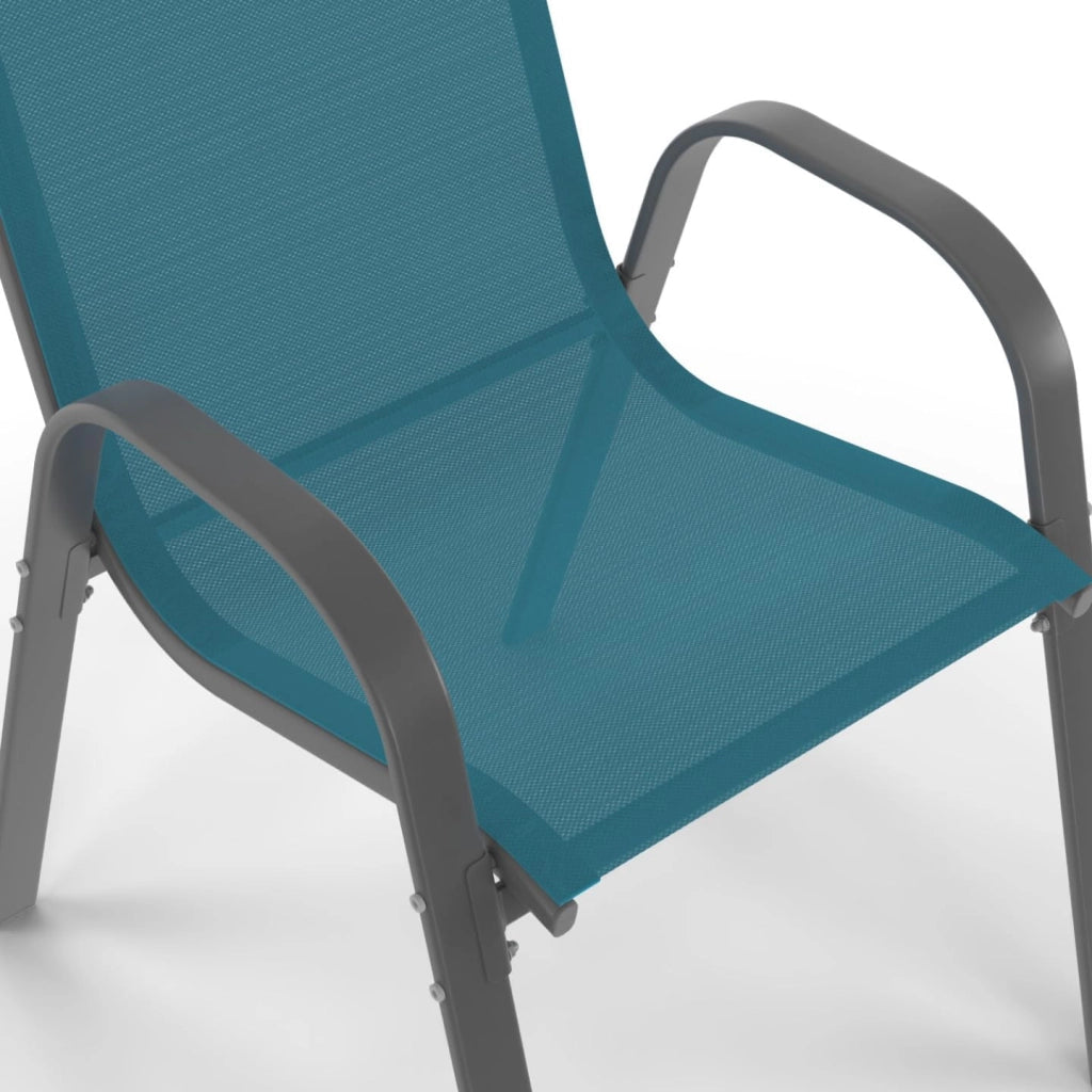 Set di 4 sedie da giardino impilabili LYMA in metallo e textilene di colore blu anatra
