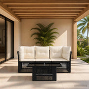 Set Divano da Giardino 4 pz Nero polyrattan 3436414