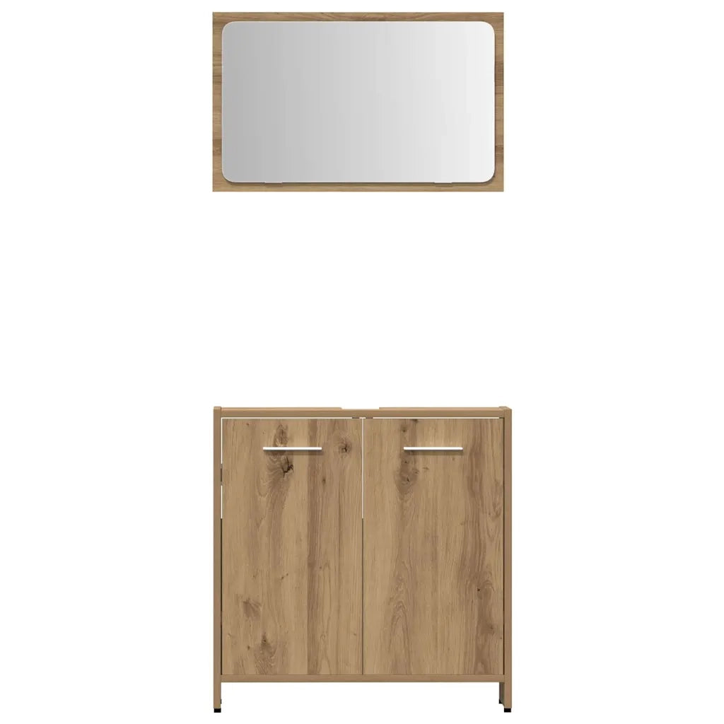 Set Mobili da Bagno 3 pz Rovere Artigianale Legno Multistrato 3328562