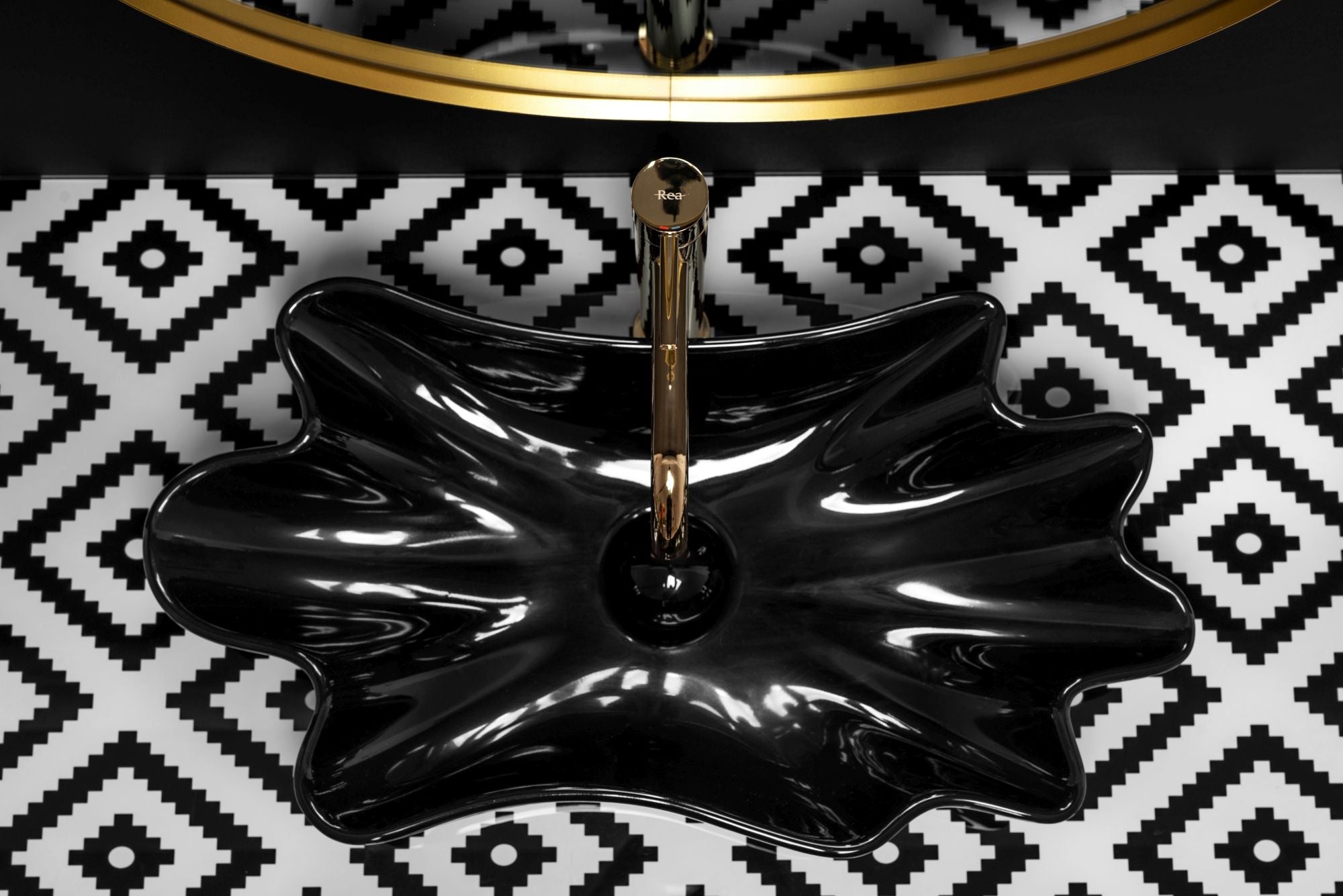 Lavabo Da Appoggio Rea Sea Black + Tappo Click-clack