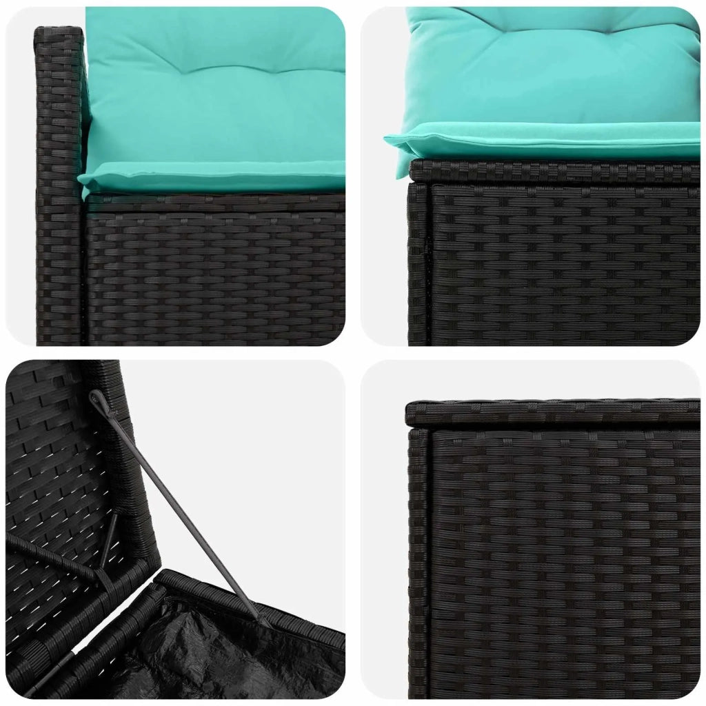 Set di divani 7 pz Nero e Blu Rattan sintetico e Acciaio 3448716
